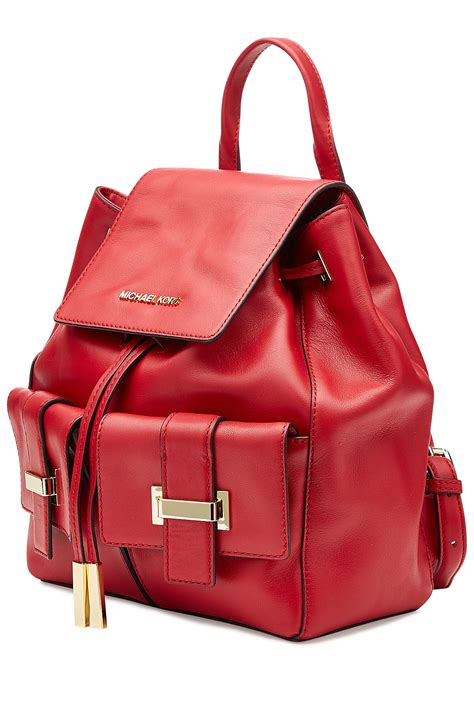 red leather michael kors bag|michael kors backpack red.